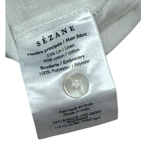 TOMBOY SHIRT SEZANE PANGEA BLOUSE BUTTON UP TOP WHITE NWT SIZE 36 Embroidery - Picture 10 of 10
